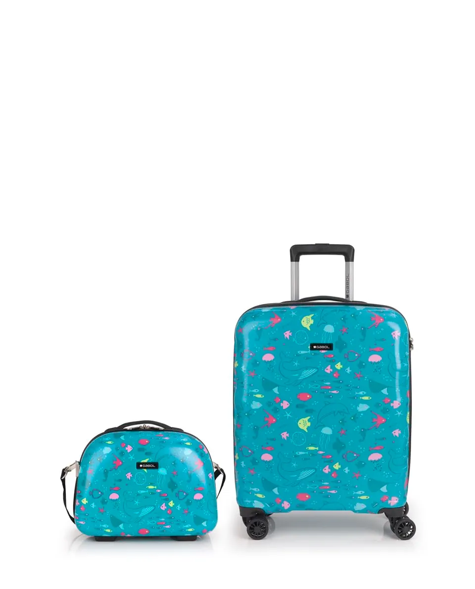 gabol-set-de-maleta-de-cabina-y-neceser-acqua-con-estampado-marino image 1